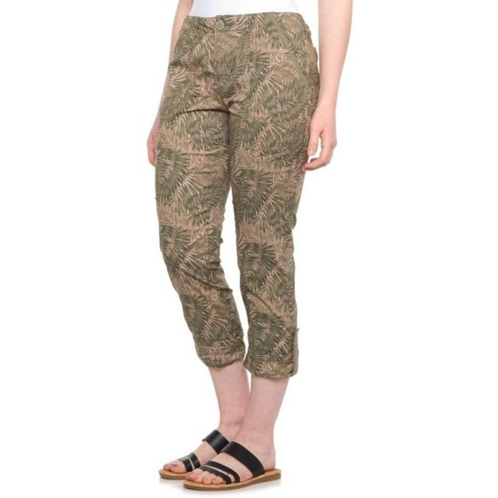 Democracy crop flex-ellent pants palms leaves